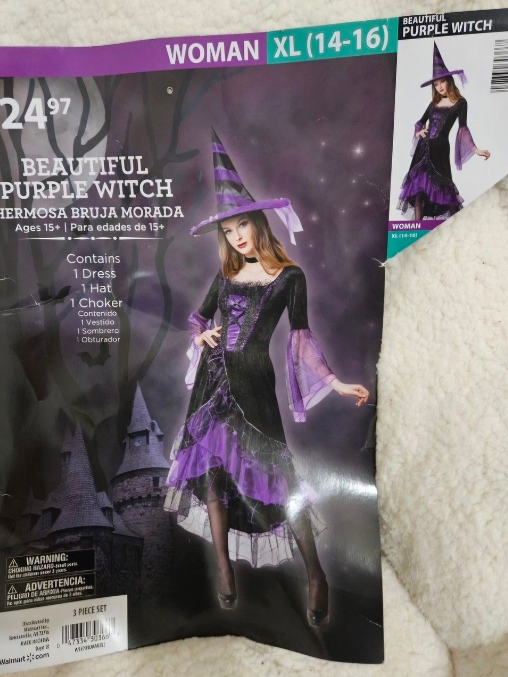 Beautiful Purple Witch Costume for Women - Includes Dress & Hat